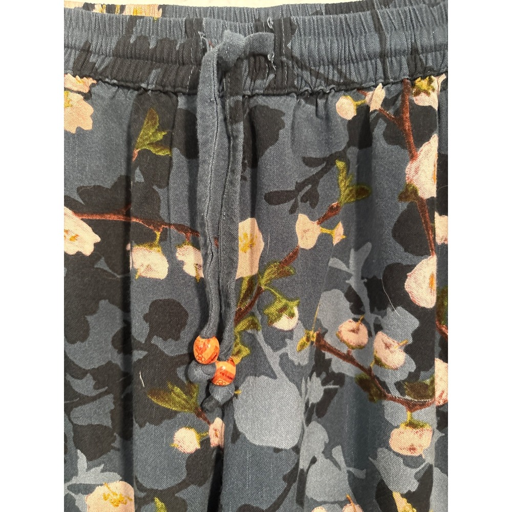 Y2K Signals vintage Pants Womens Small Blue Floral Wide Leg Palazzo Drawstring - Picture 7 of 11